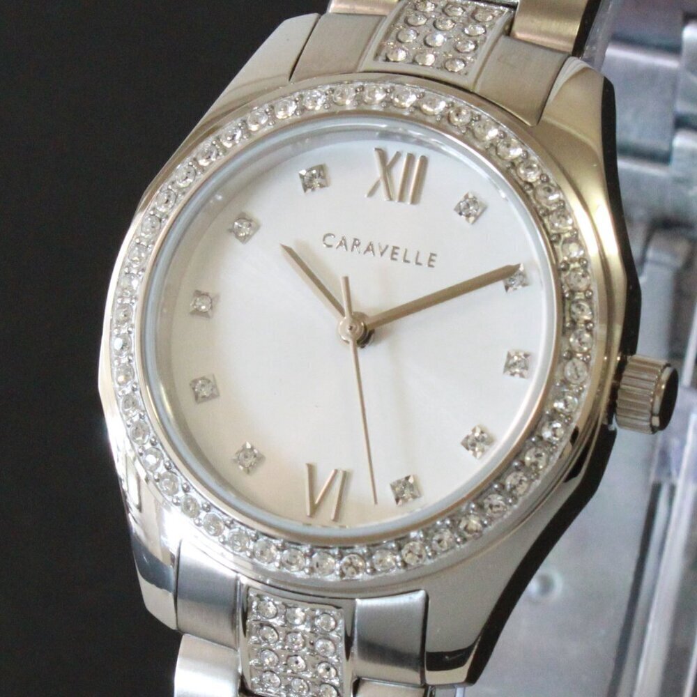 Retro Caravelle Sport Ladies Quartz Watch 154 Austrian Crystals Stainless 28mm - Picture 10 of 13